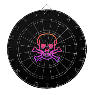 Neon Skull black dartboard