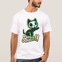 Neon Skull Cat Kawaii Gothic Art