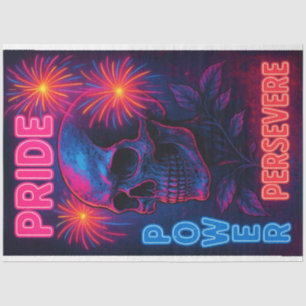 Neon Skull Empowering Words Pride Decoupage Paper