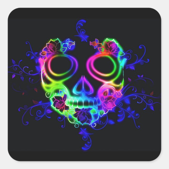 neon skull face stickers (Front)