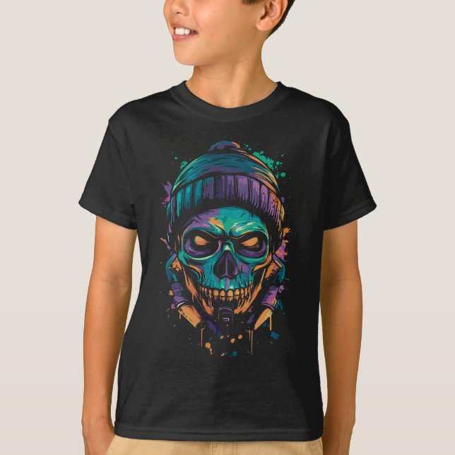 Neon Skull: Graffiti Glow T-Shirt (Front)