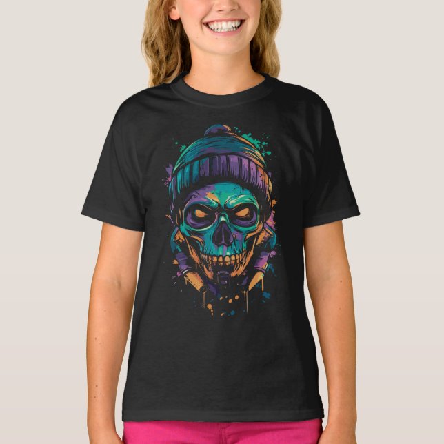 Neon Skull: Graffiti Glow T-Shirt (Front)