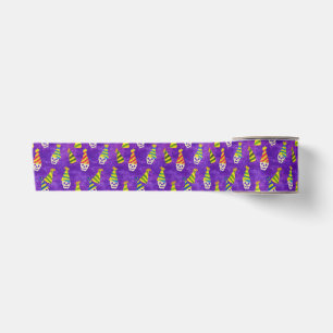 Neon Skull Party Cone Pattern Satin Ribbon