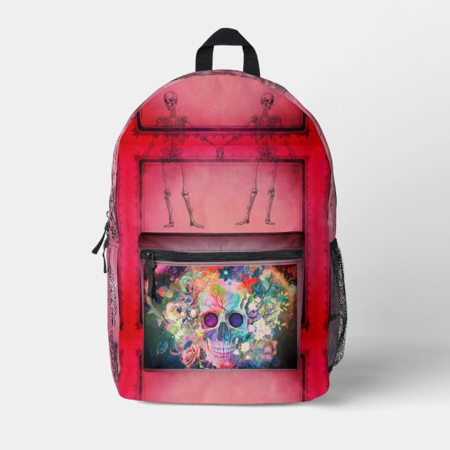 Neon Skull Printed Backpack (Front)