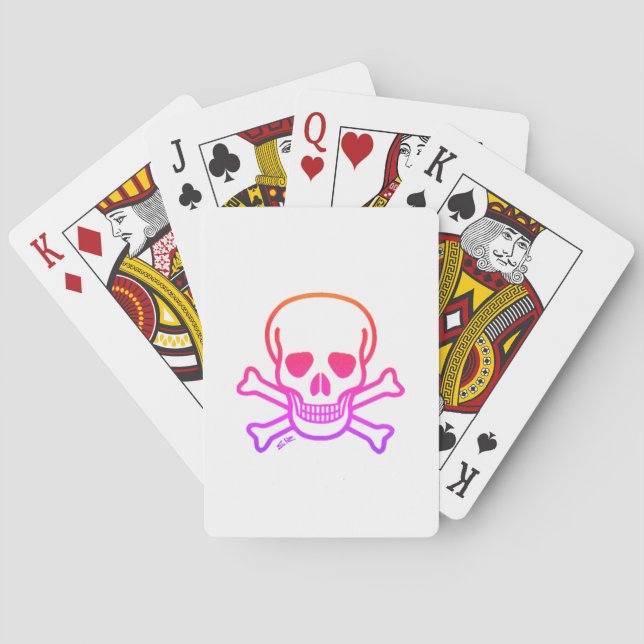 Neon Skull white Poker playing cards (Back)