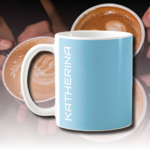 Neon Sky Blue Solid Colour   Classic Personalised  Coffee Mug