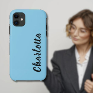 Neon Sky Blue Solid Colour Custom Personalise iPhone 11 Case