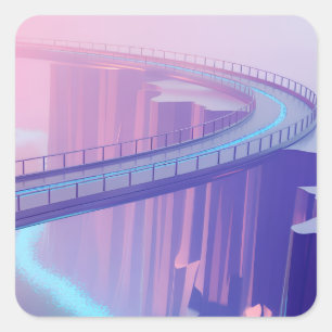 Neon Skybridge Dreamscape Square Sticker