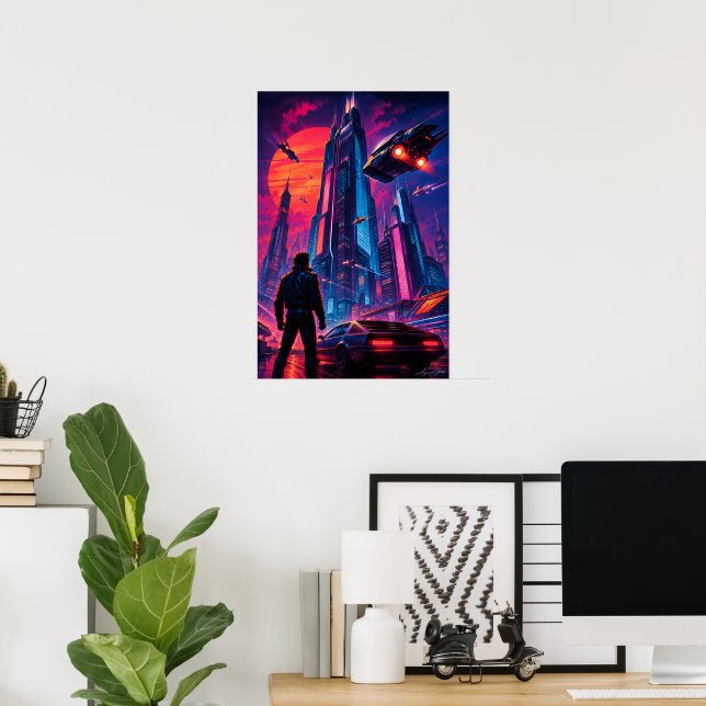 Neon Skyline Drifter Poster (Home Office)