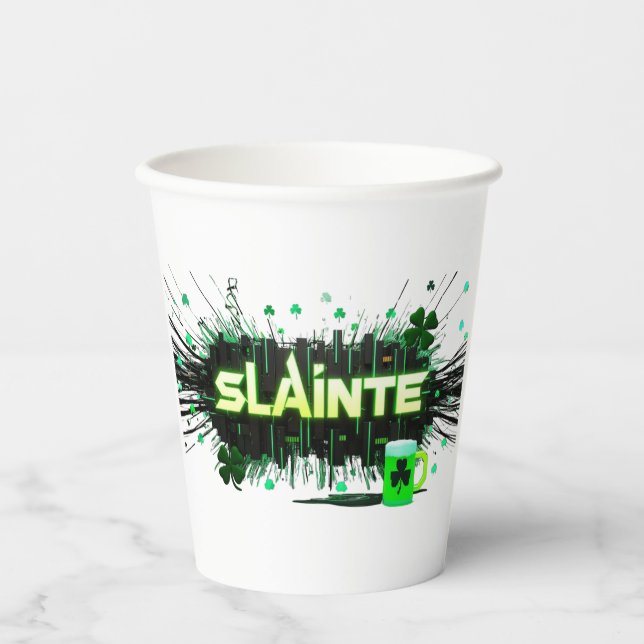 Neon Slainte Cyber-Paper Cup (Front)