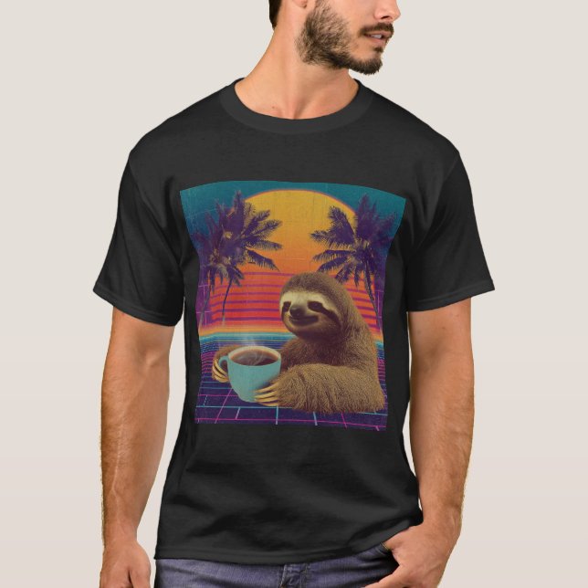 Neon Sloth Coffee Break T-Shirt (Front)