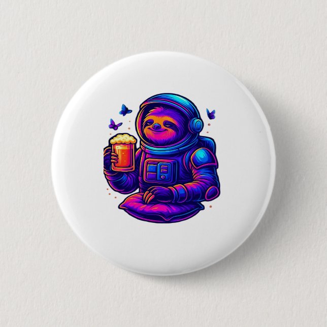 Neon Sloth � Don�t Hurry Essential T-Shirt 6 Cm Round Badge (Front)