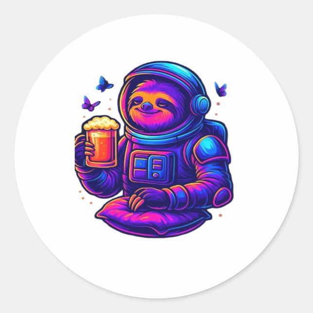 Neon Sloth � Don�t Hurry Essential T-Shirt Classic Round Sticker (Front)