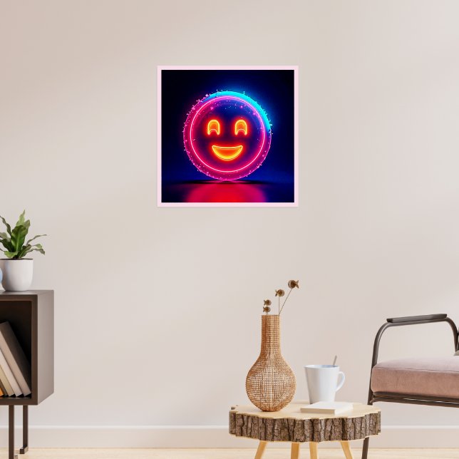 Neon Smile: Bright Happy Glow Design Poster (Living Room 3)