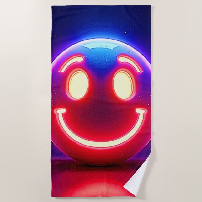 Neon Smile: Happy Glow Beach Towel (Front)