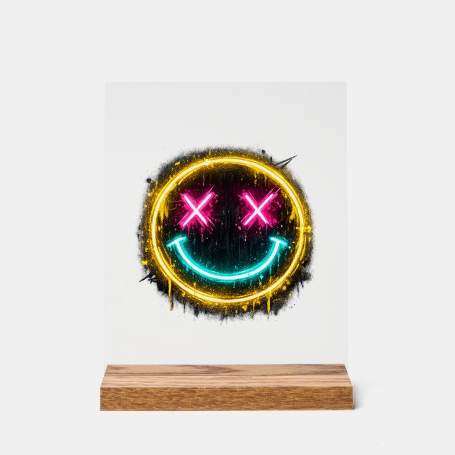 Neon Smiley Acrylic Sign (Front)
