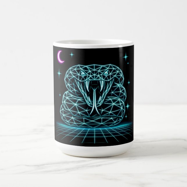 Neon Snake Synthwave - Retro Viper Strike Coffee Mug (Center)