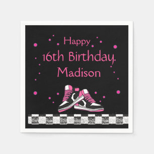 Neon Sneaker Birthday, Glitter  Napkin