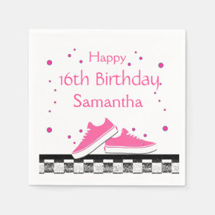 Neon Sneaker Birthday, Glitter  Napkin