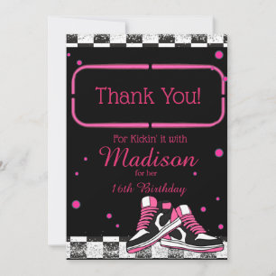 Neon Sneaker Birthday, Glitter Thank You Card