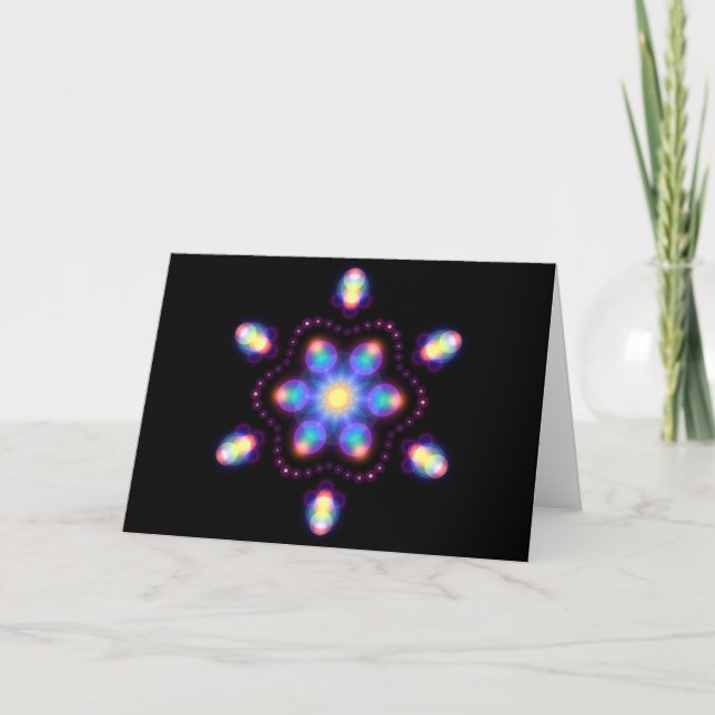 Neon Snowflake 1 Holiday Card (Front)
