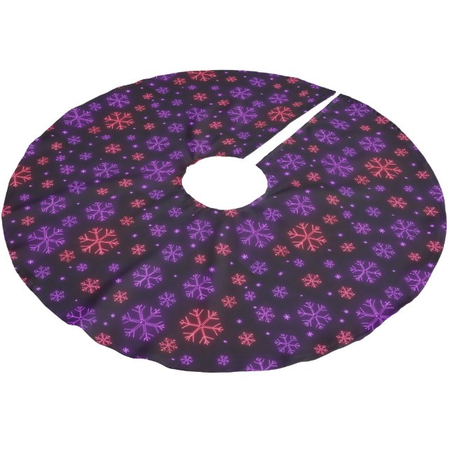 Neon Snowflakes Brushed Polyester Tree Skirt (Angled)
