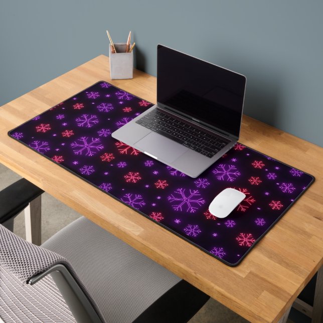 Neon Snowflakes Desk Mat (Office 2)