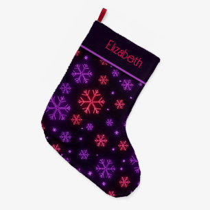 Neon Snowflakes Large Christmas Stocking
