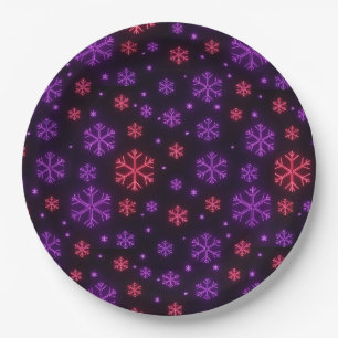 Neon Snowflakes Paper Plate