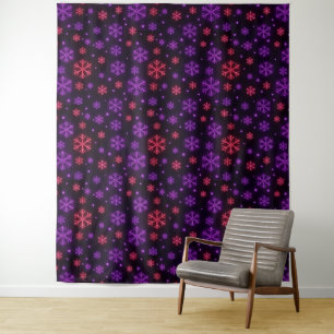 Neon Snowflakes Photo Backdrop Tapestry