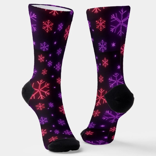 Neon Snowflakes Socks (Angled)