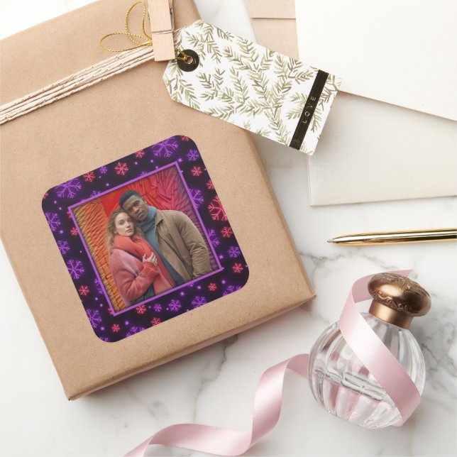 Neon Snowflakes Square Sticker (Gifting)