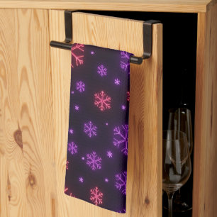 Neon Snowflakes Tea Towel