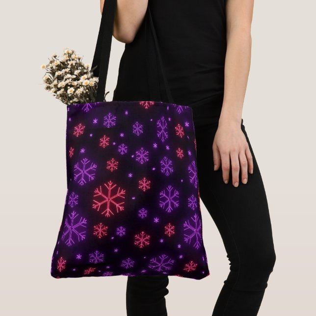 Neon Snowflakes Tote Bag (Close Up)