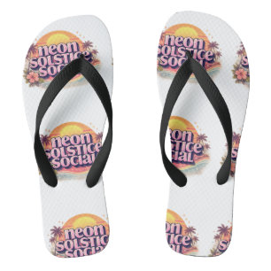 Neon Solstice Social Retro Vintage Pastel Beach Flip Flops