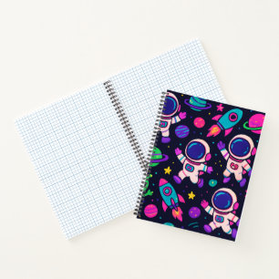Neon Space Adventure Pattern Notebook
