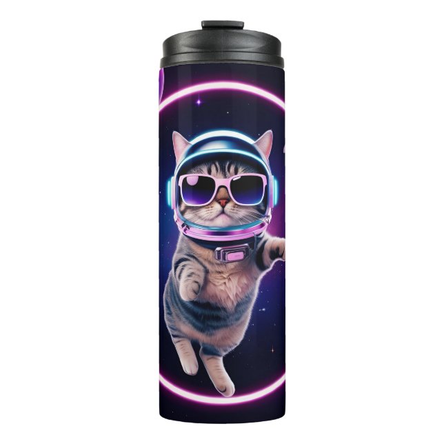 Neon Space Cat Mug – Cosmic Feline Glow Coffee Cup (Front)