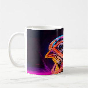 Neon Sparrow with Glowing Accents Coffee Mug