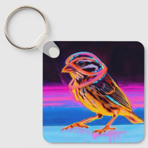 Neon Sparrow with Glowing Accents Key Ring