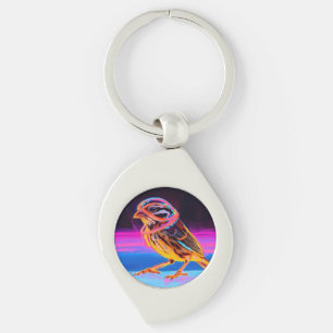 Neon Sparrow with Glowing Accents Key Ring
