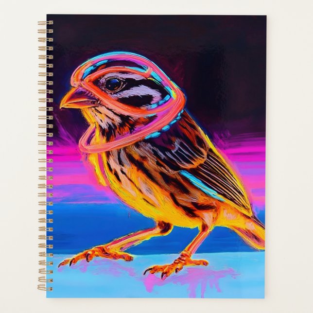 Neon Sparrow with Glowing Accents Planner (Front)