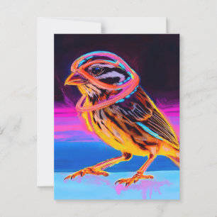 Neon Sparrow with Glowing Accents Postcard