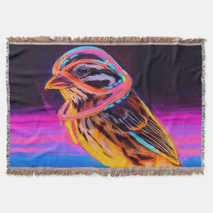 Neon Sparrow with Glowing Accents Throw Blanket