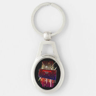 Neon Speaker Art with Colourful Retro Music Key Ring