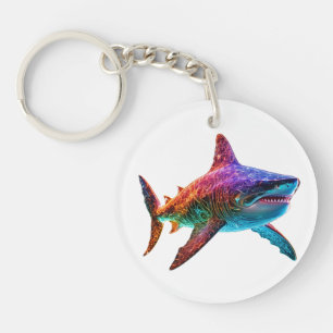 Neon Spectrum Shark Key Ring