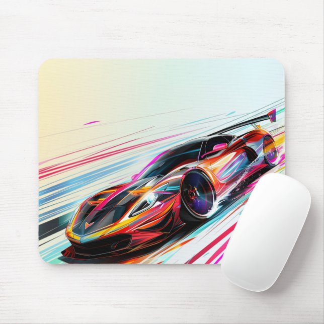 Neon Speed Racer Mouse Mat (With Mouse)