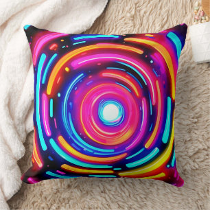 Neon Spiral Light Art Cushion