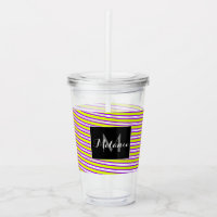 Neon Spiral Ribbon Stripes Monogram Custom Name