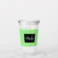 Neon Spiral Ribbon Stripes Monogram Custom Name