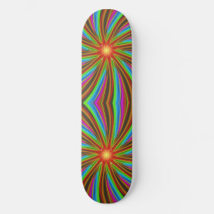 Neon Spiral Vortex – Vibrant Fractal Motion Design Skateboard